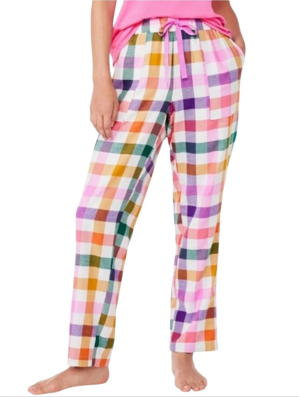 Women's Joyspun Multicolor Plaid Flannel Pajama Pants Sz Large